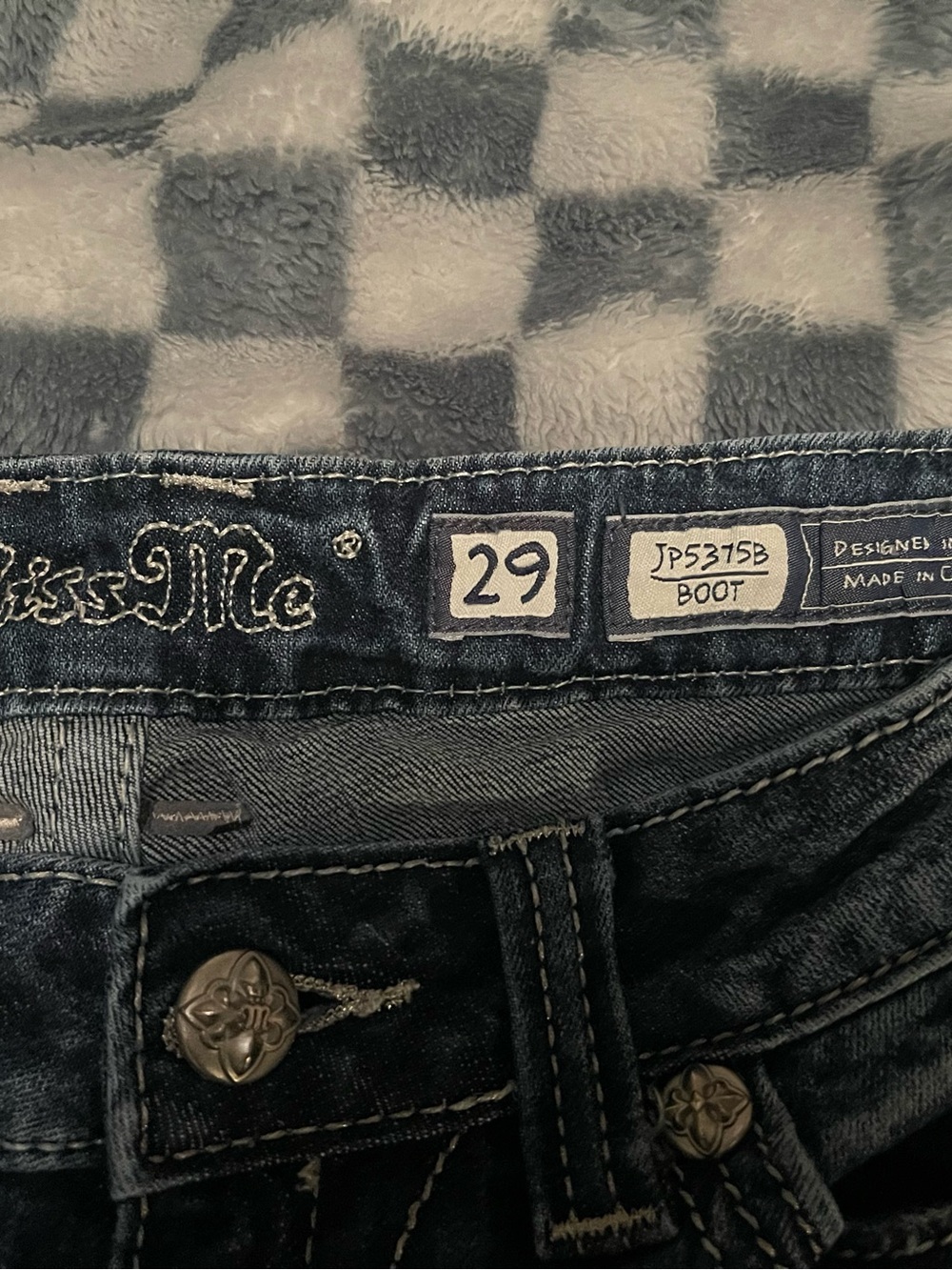 Miss Me Dark Indigo Embroidered Waistband Denim Shorts - Picture 2 of 4